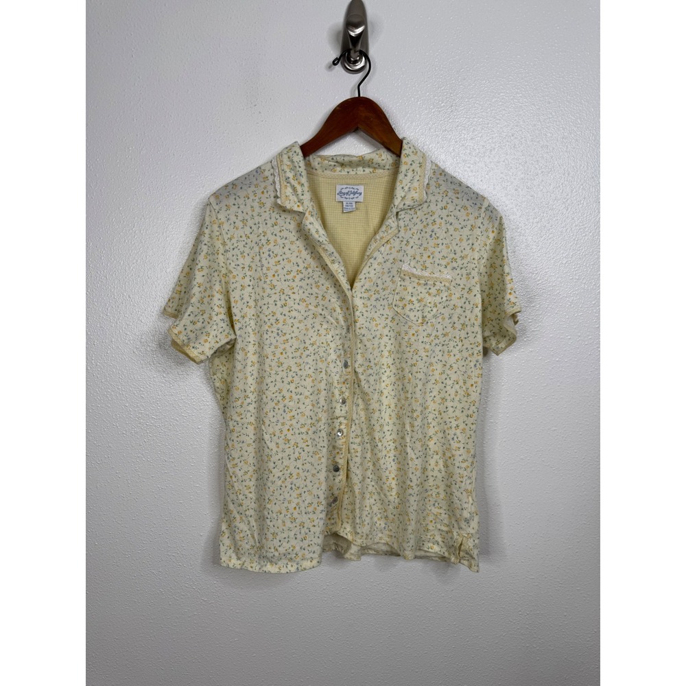 Lanz of Salzburg Yellow Ditsy‎ Floral Pajama Top Size Xlarge